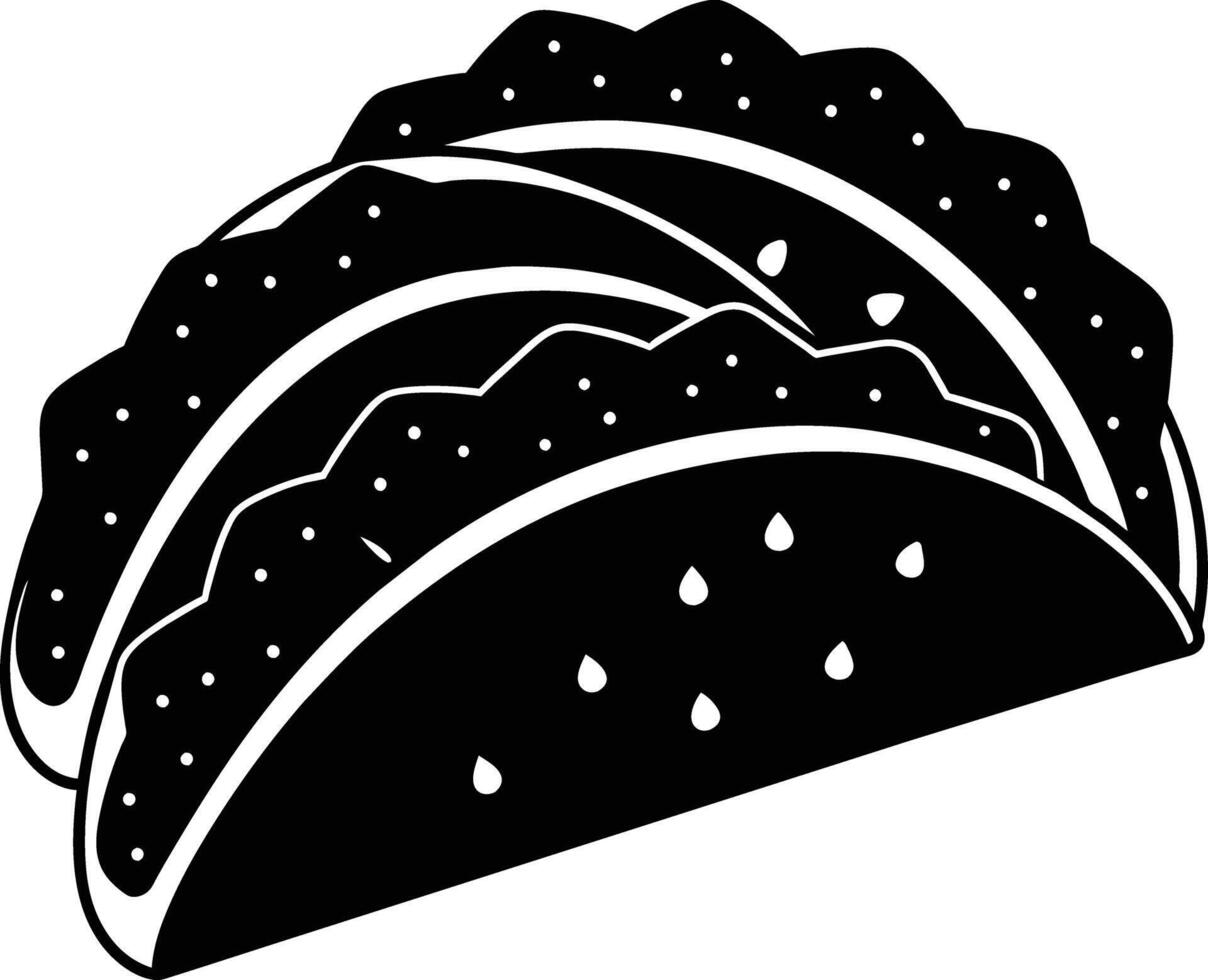 Black silhouette illustration of tacos vector