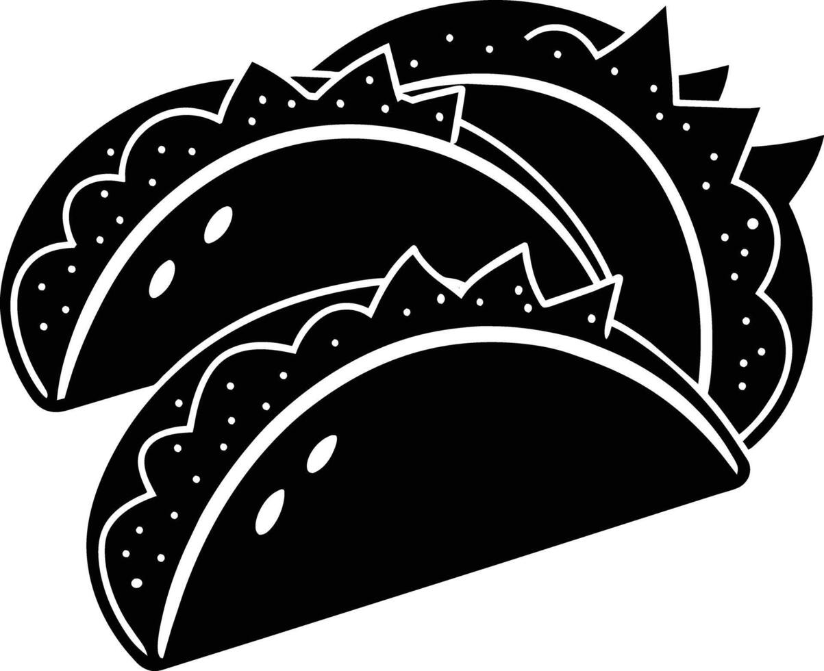 Black silhouette illustration of tacos vector