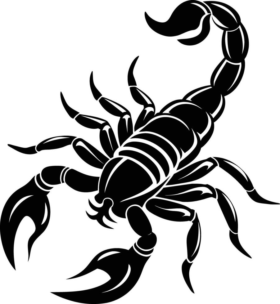 Black silhouette illustration of a scorpion vector