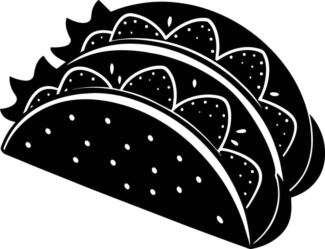 Black silhouette illustration of tacos vector
