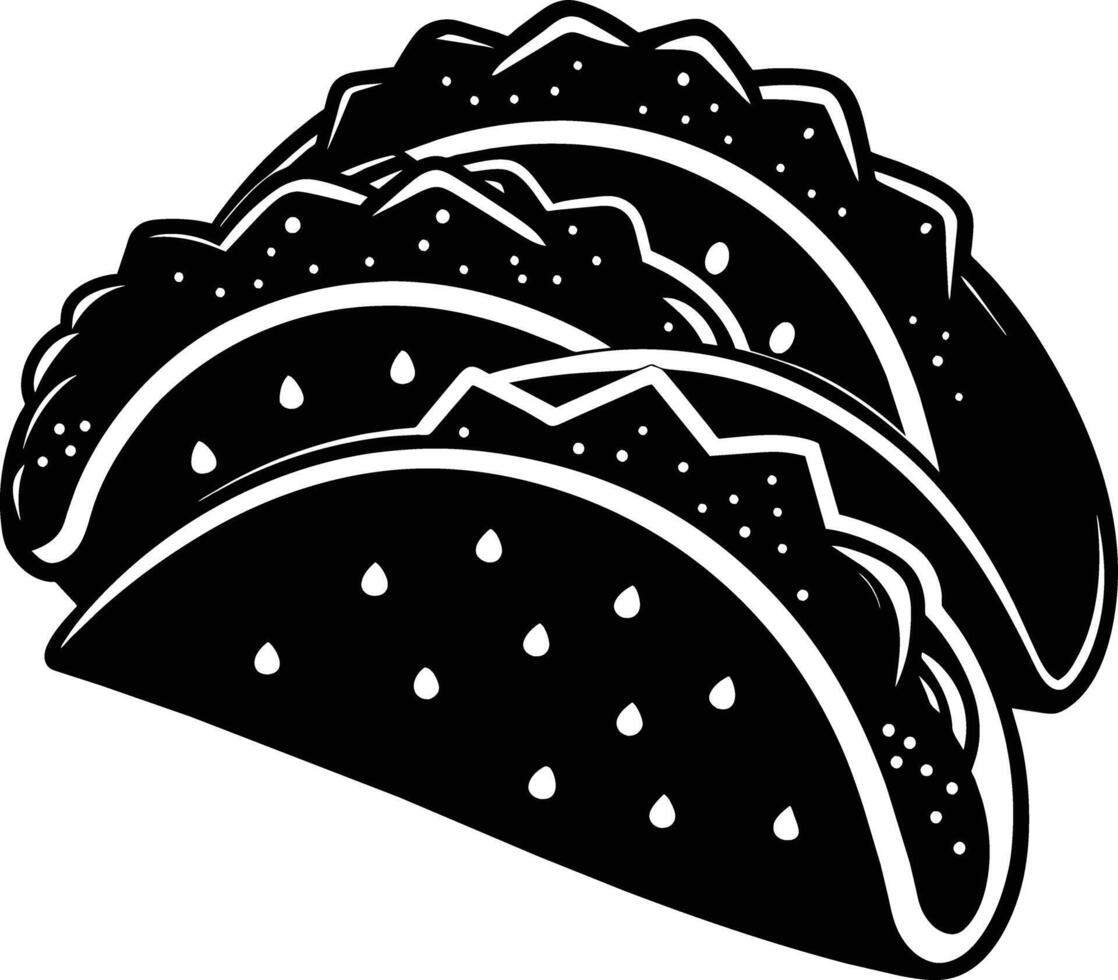 Black silhouette illustration of tacos vector