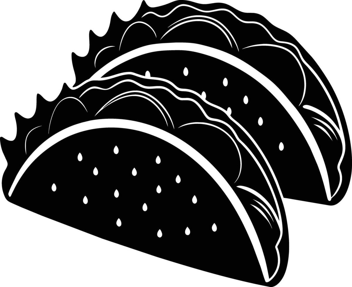 Black silhouette illustration of tacos vector