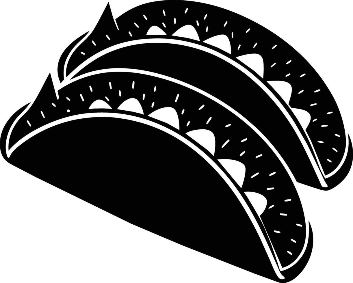 Black silhouette illustration of tacos vector