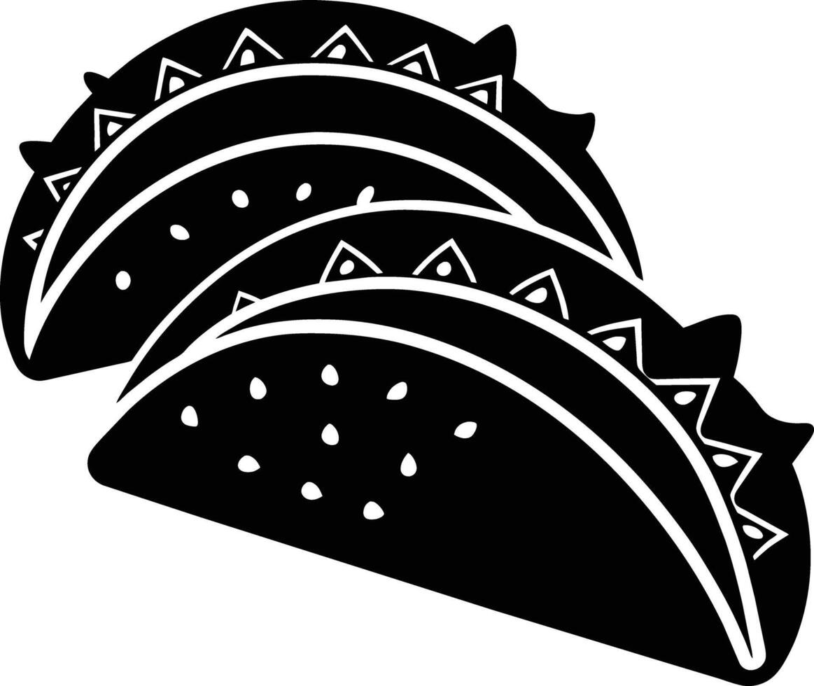 Black silhouette illustration of tacos vector