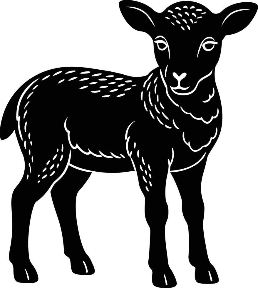 Black and white silhouette of a lamb vector