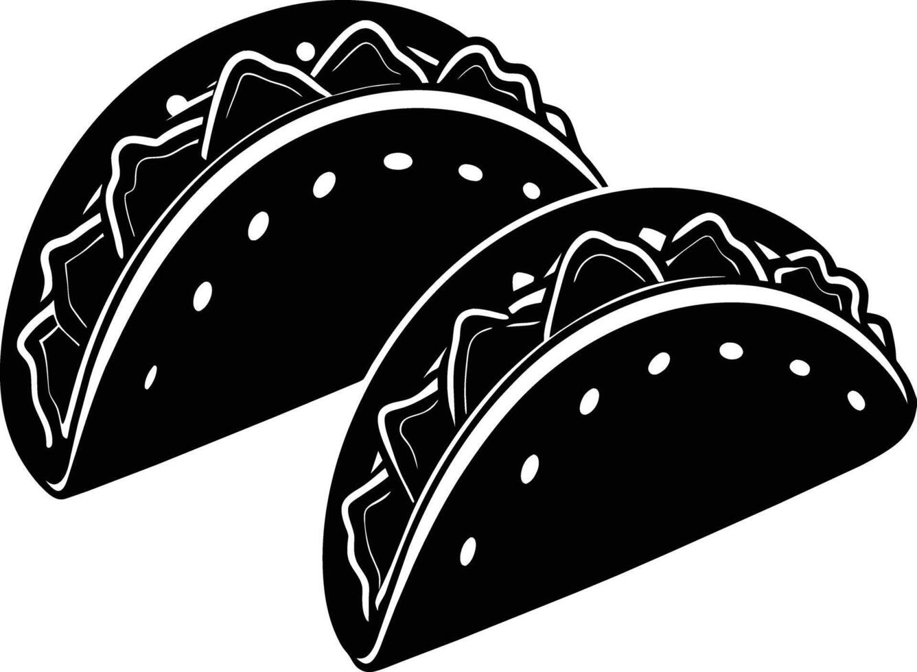 Black silhouette illustration of tacos vector