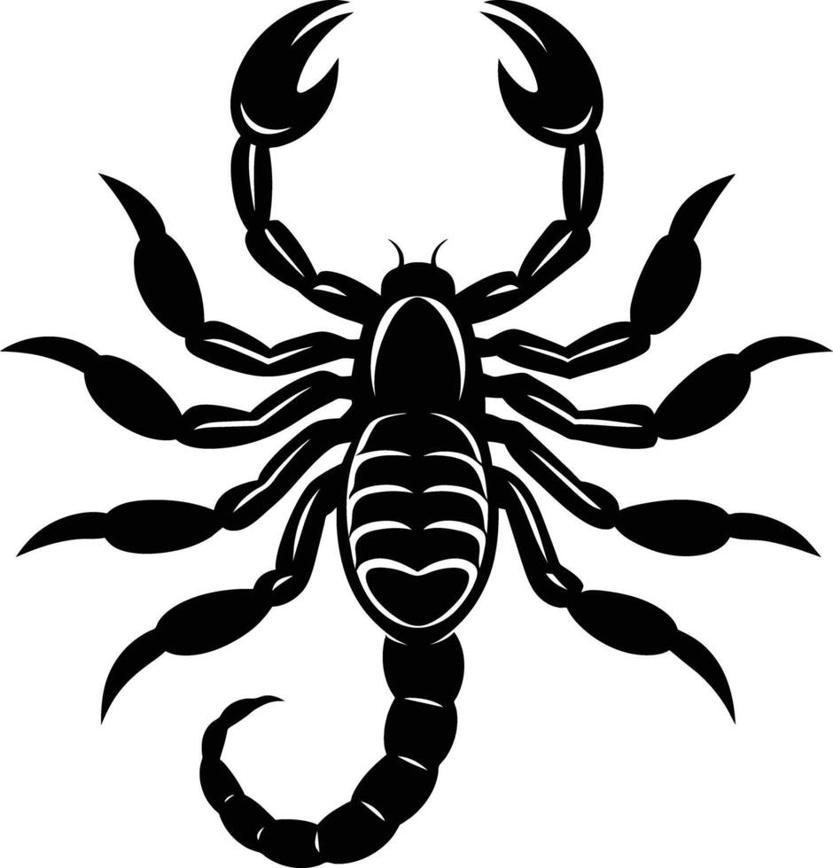 Black silhouette illustration of a scorpion vector