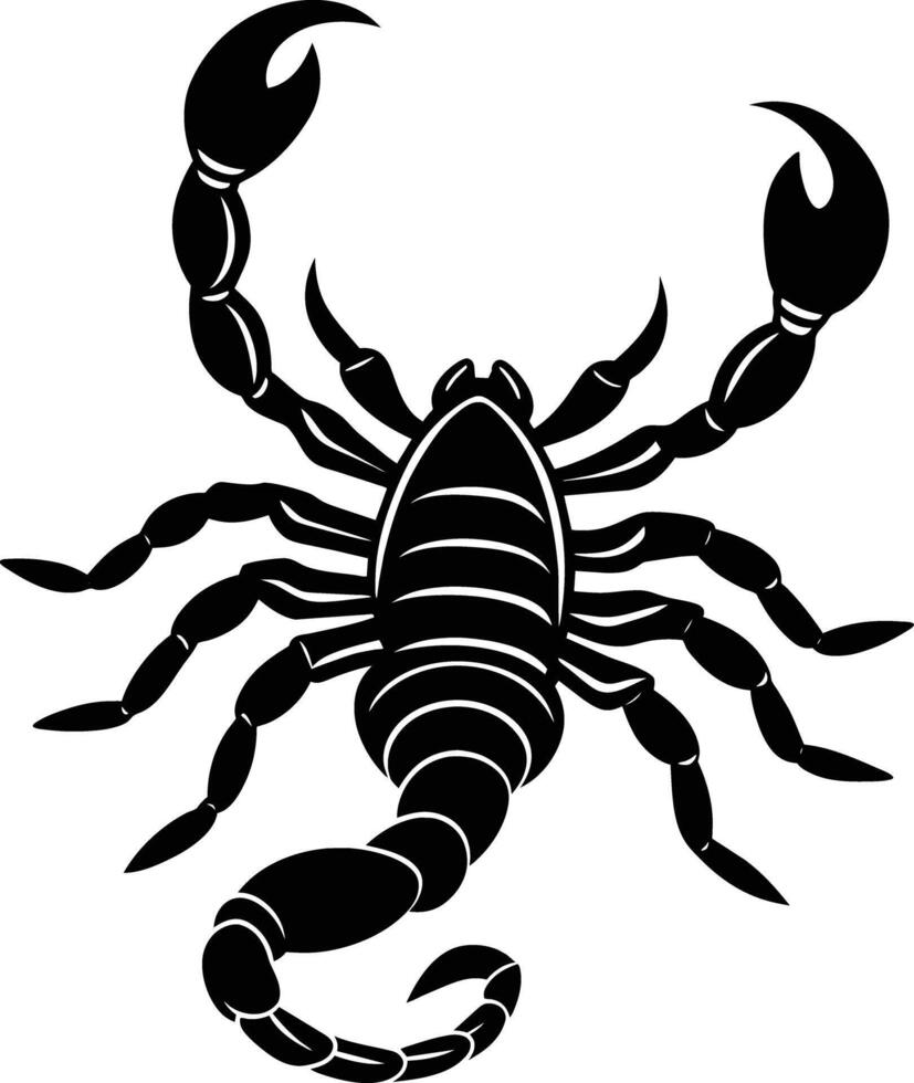 Black silhouette illustration of a scorpion vector