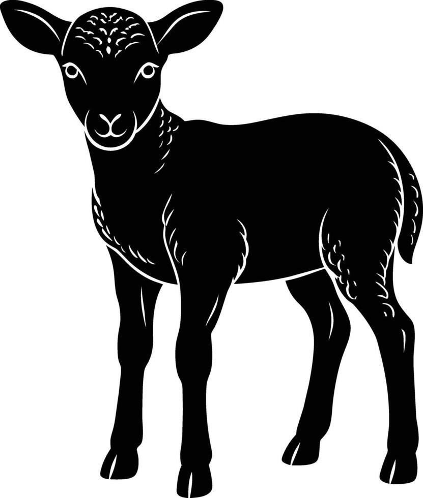 Black and white silhouette of a lamb vector