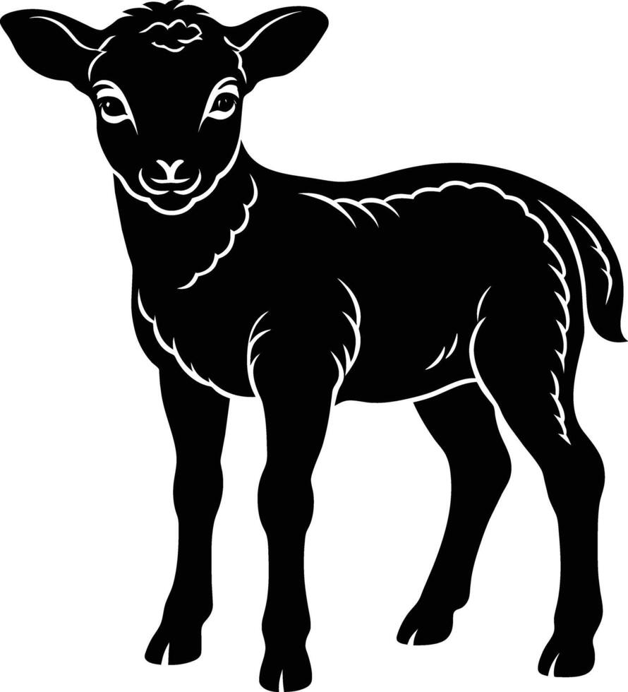 Black and white silhouette of a lamb vector