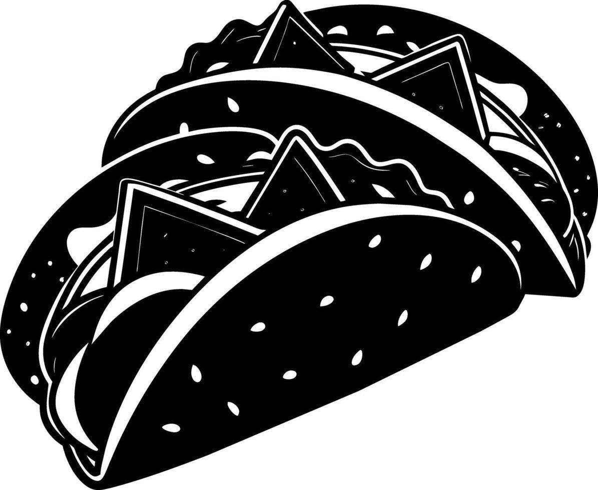 Black silhouette illustration of tacos vector