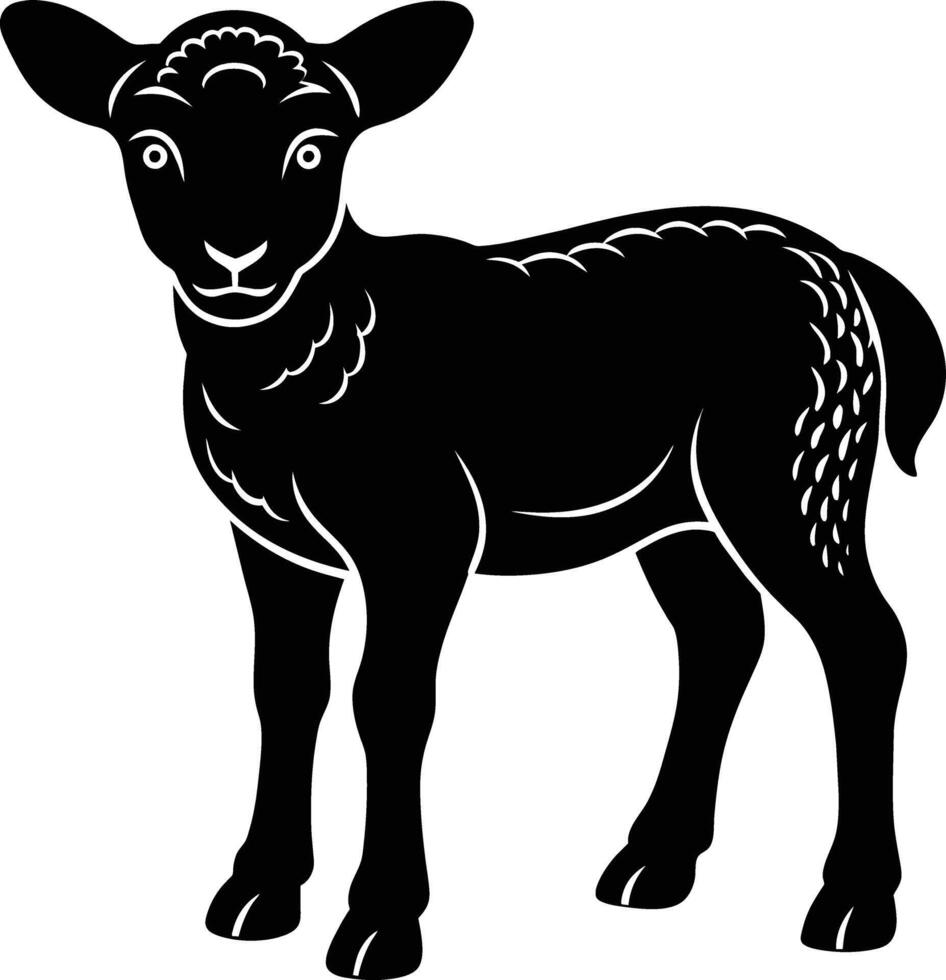Black and white silhouette of a lamb vector