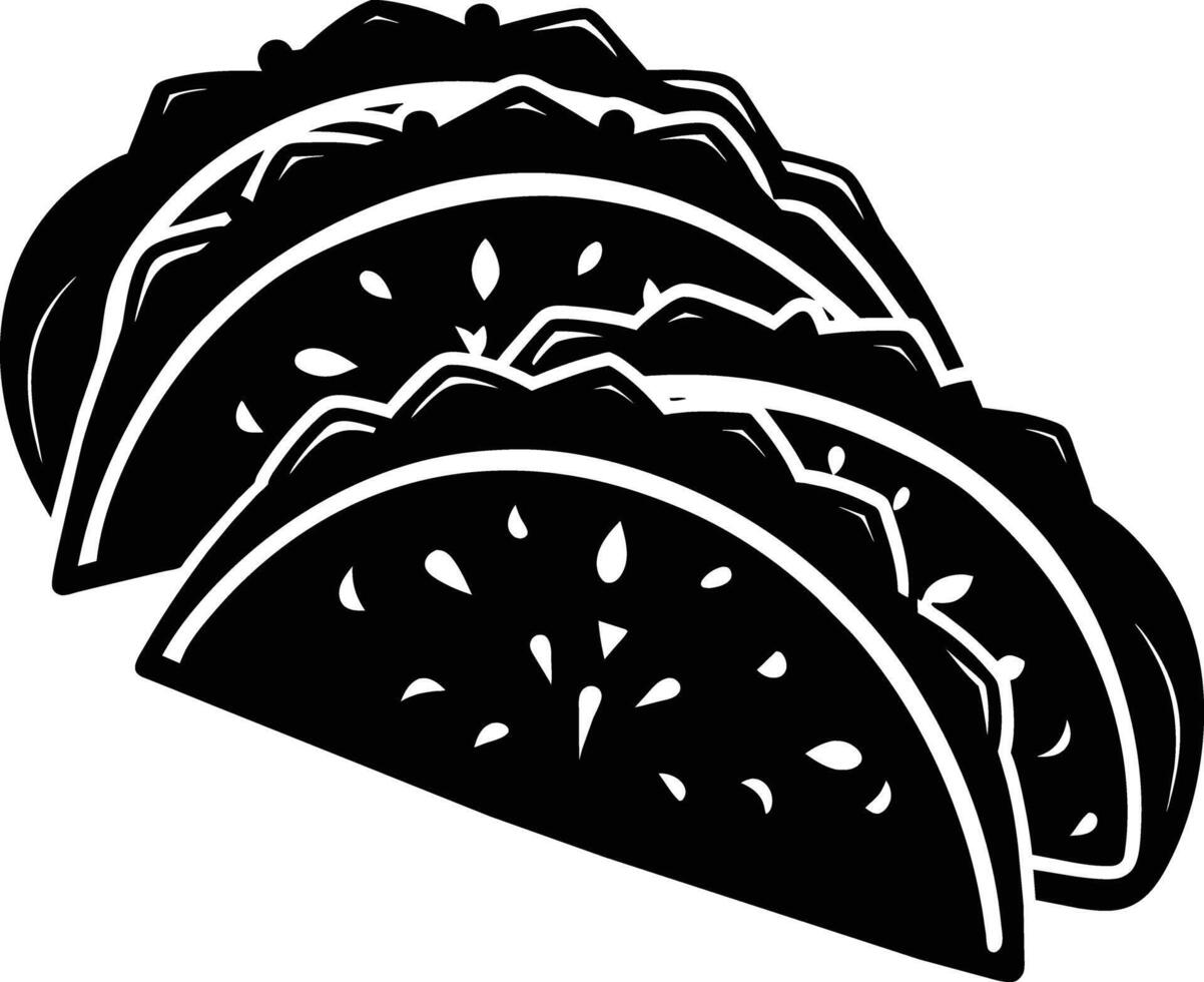 Black silhouette illustration of tacos vector
