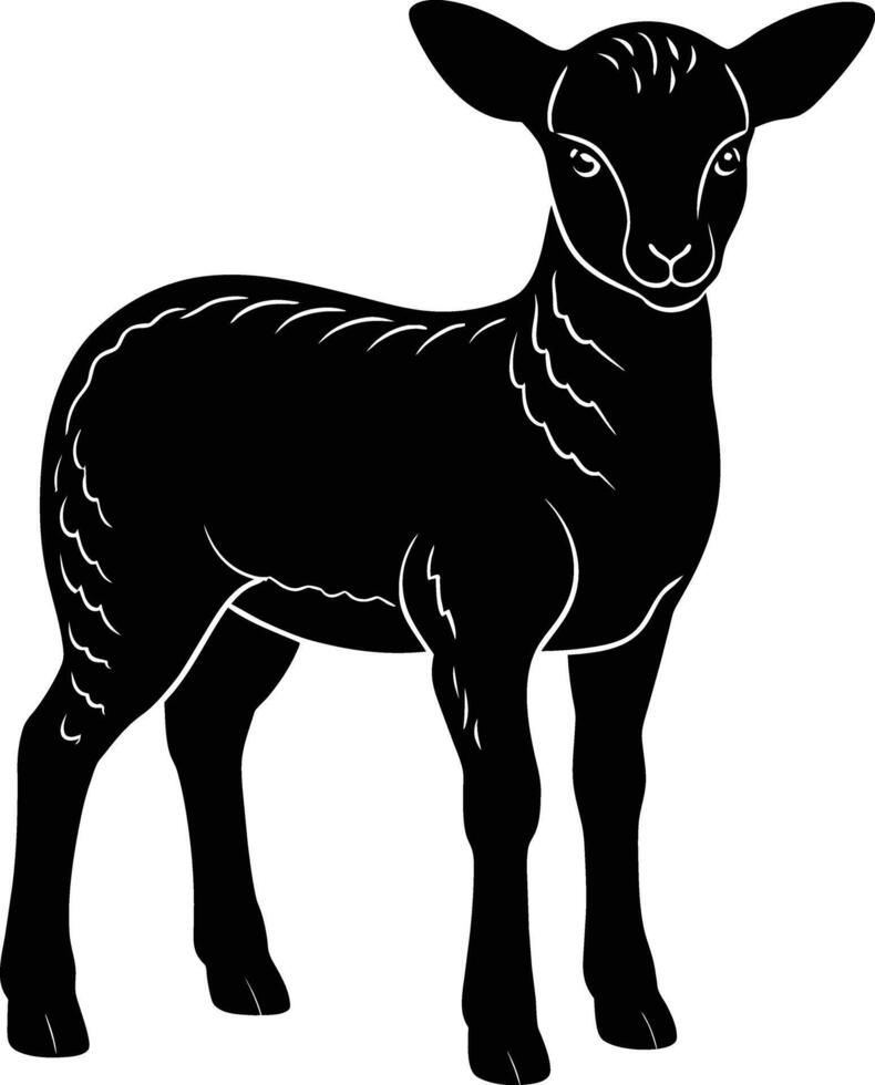 Black and white silhouette of a lamb vector