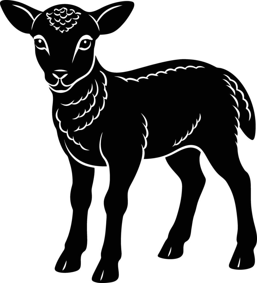 Black and white silhouette of a lamb vector