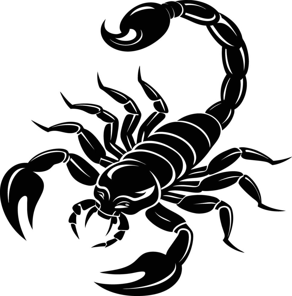 Black silhouette illustration of a scorpion vector