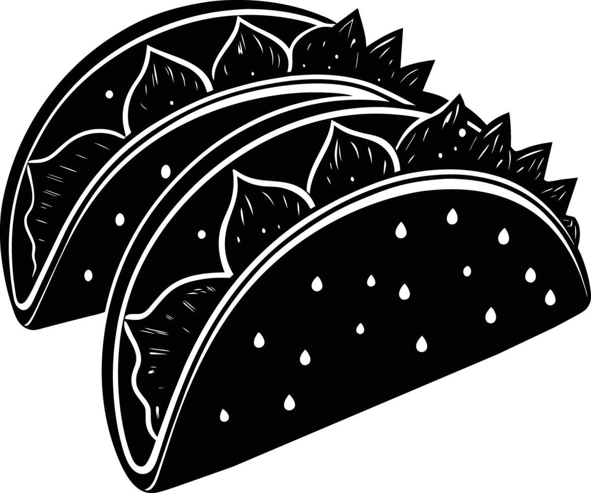 Black silhouette illustration of tacos vector