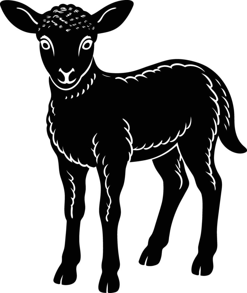 Black and white silhouette of a lamb vector
