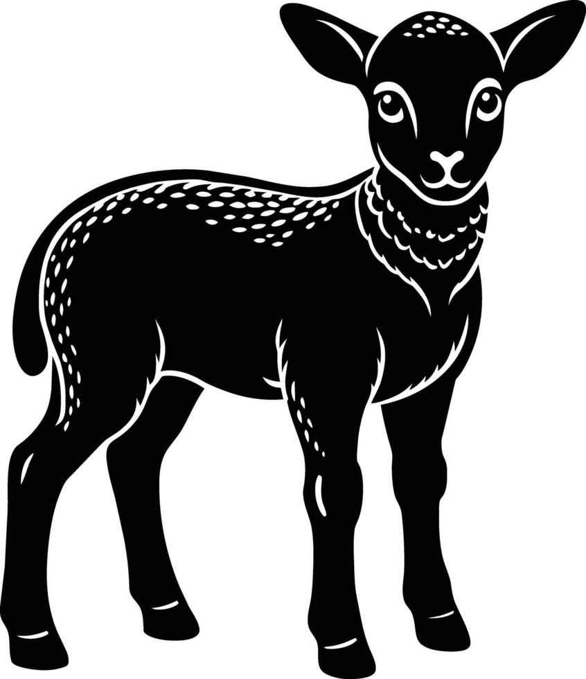 Black and white silhouette of a lamb vector