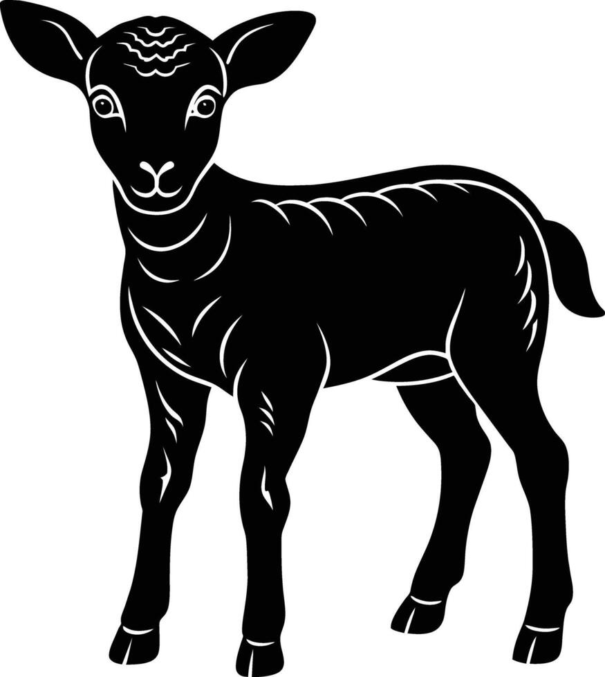 Black and white silhouette of a lamb vector