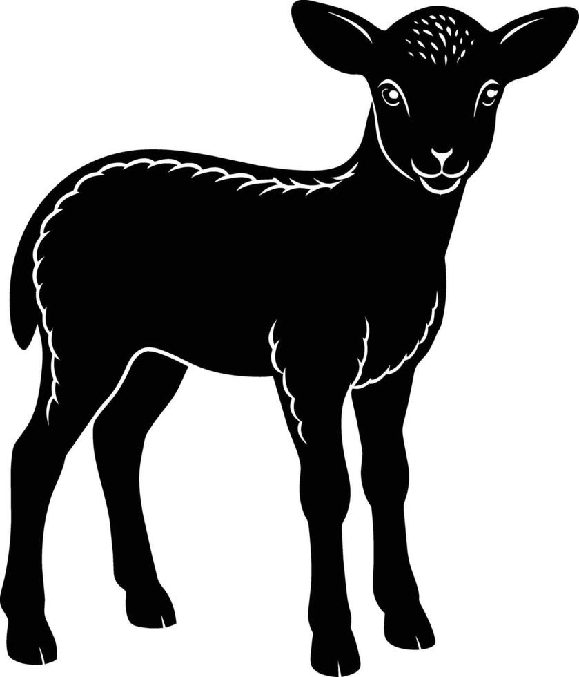 Black and white silhouette of a lamb vector