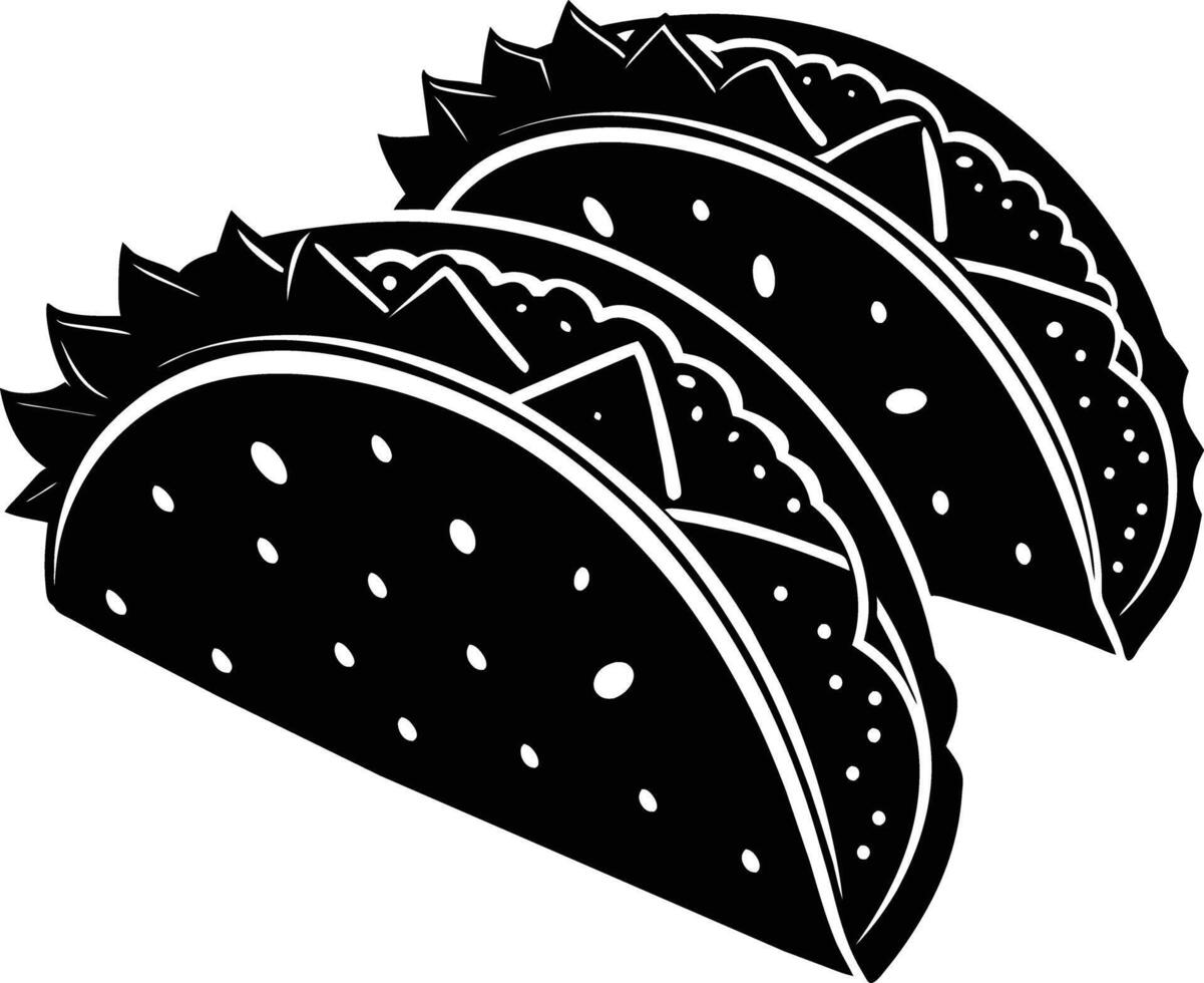 Black silhouette illustration of tacos vector