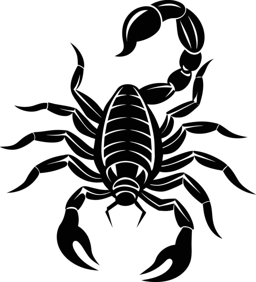 Black silhouette illustration of a scorpion vector