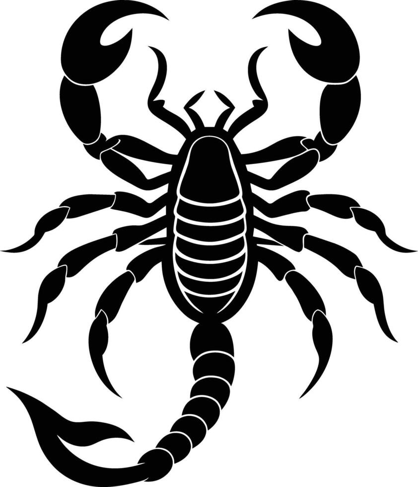 Black silhouette illustration of a scorpion vector