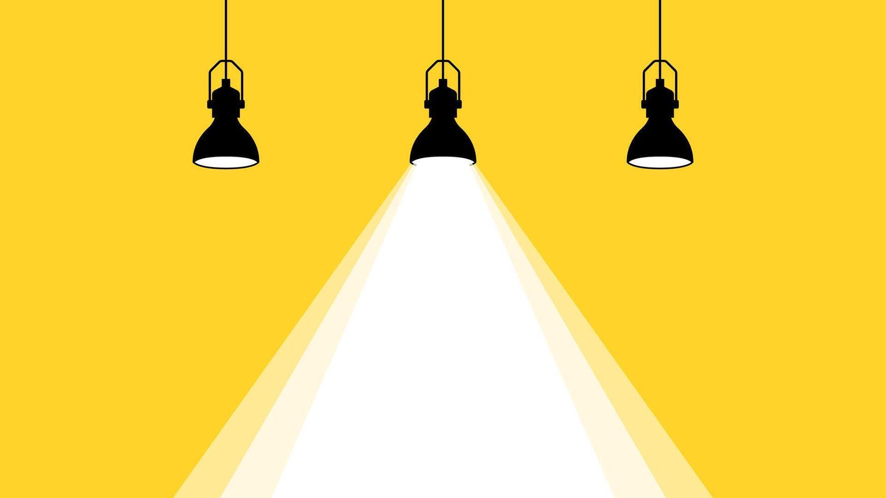 Pendant lights. Hanging lights yellow background vector