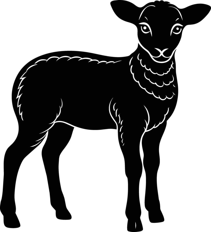 Black and white silhouette of a lamb vector