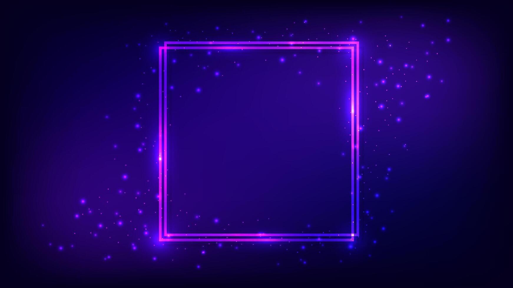 Neon double square frame vector