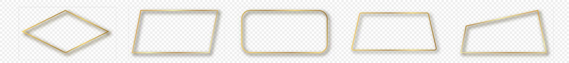 Gold glowing different geometric shape frame vector
