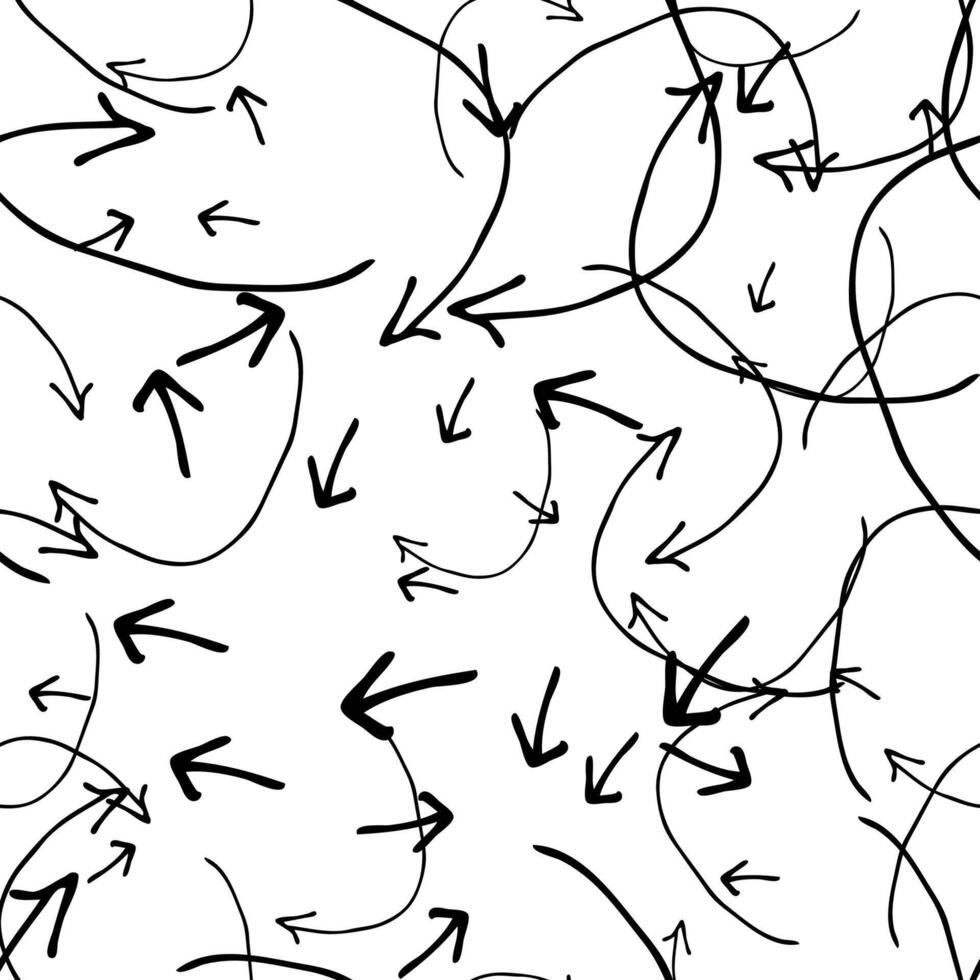 Seamless pattern with black hand drawn arrows vector