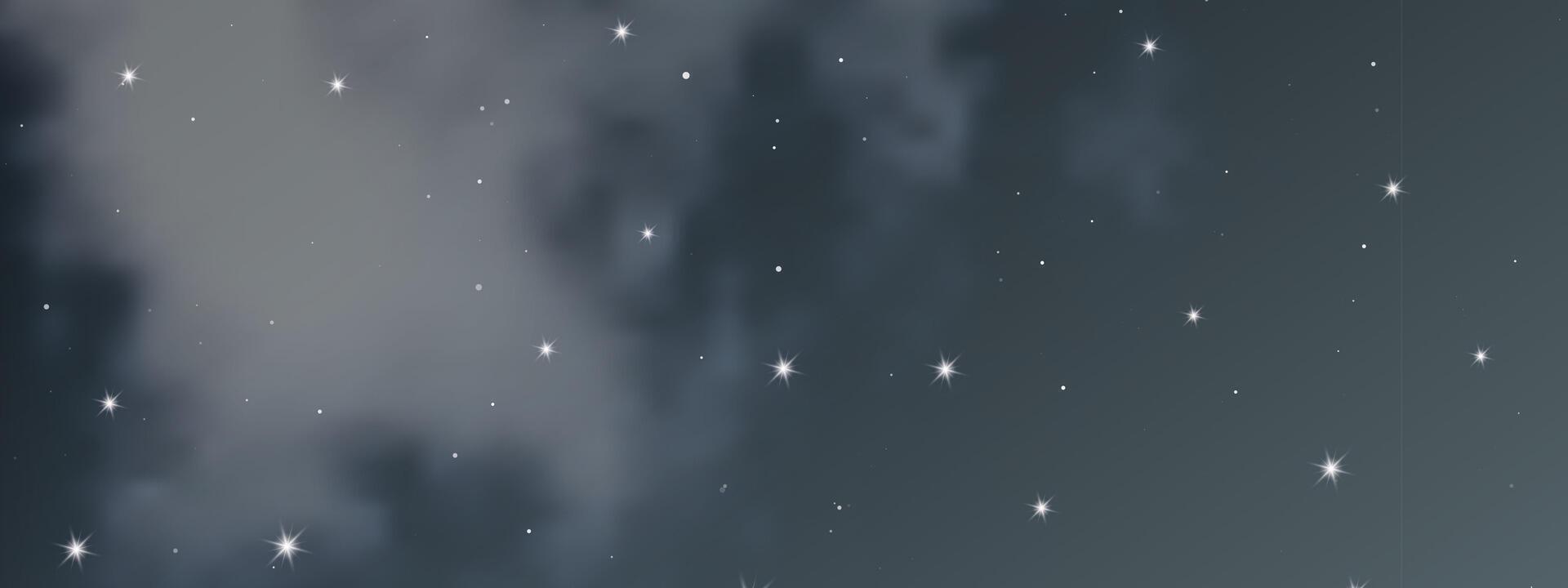 Night sky with clouds and many stars vector