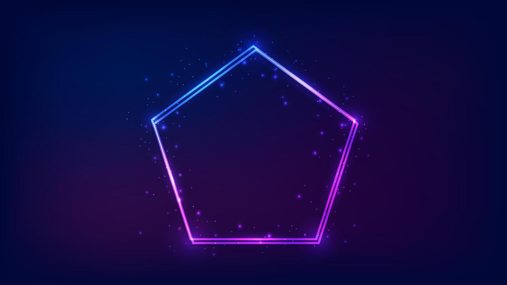 Neon double frame with shining effects vector