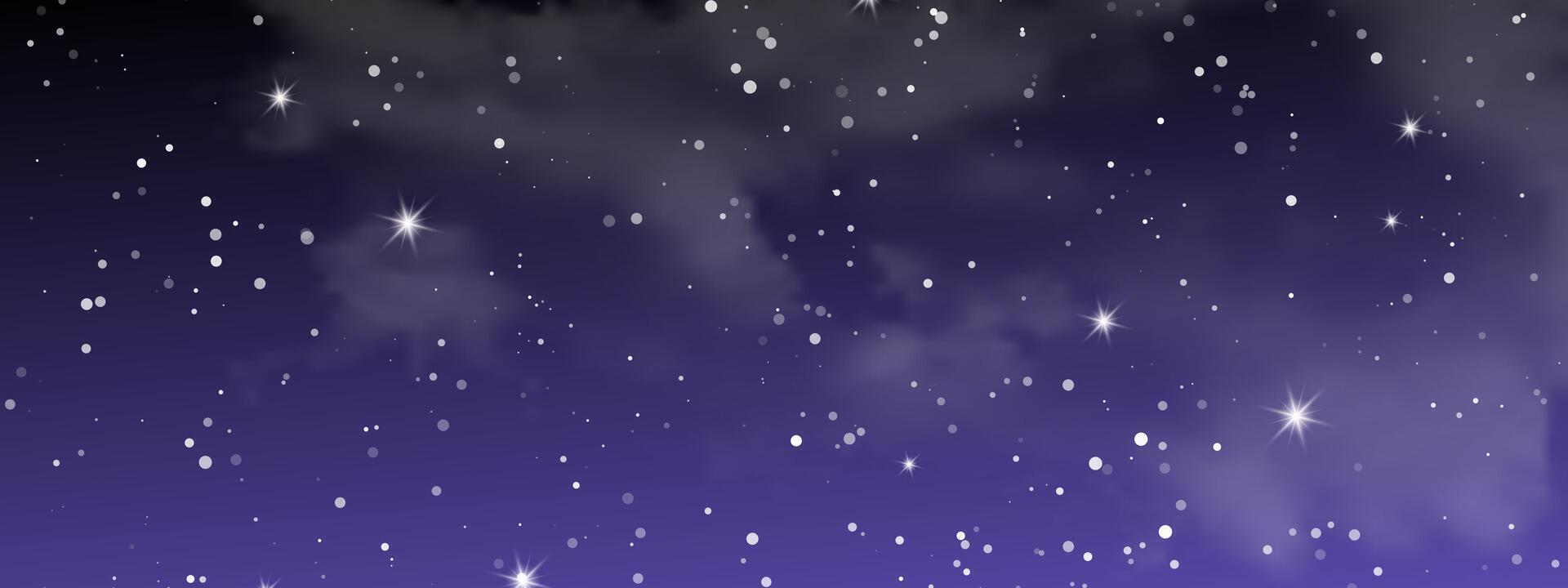 Night sky with clouds and many stars vector