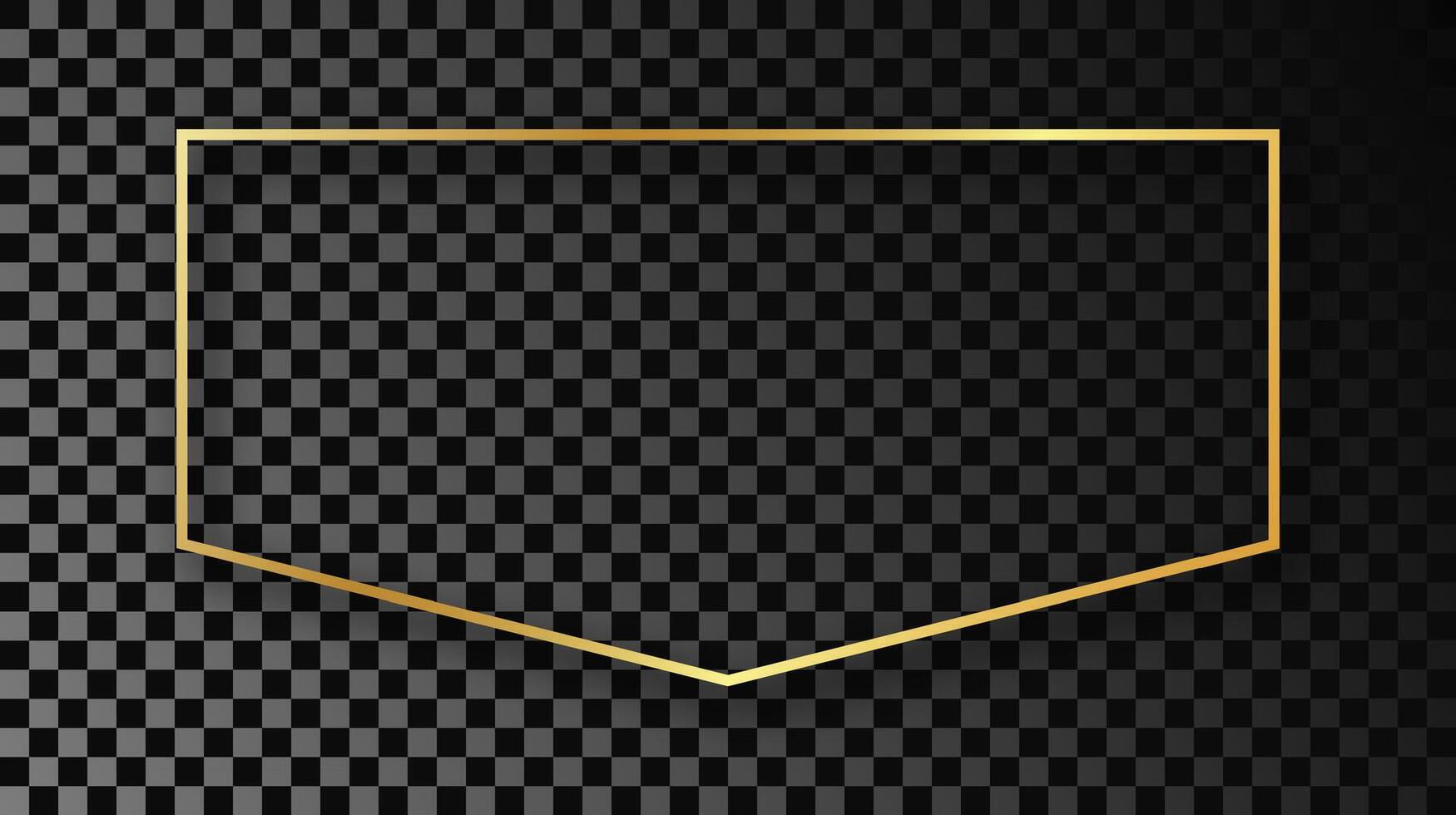 Gold glowing frame with shadow vector