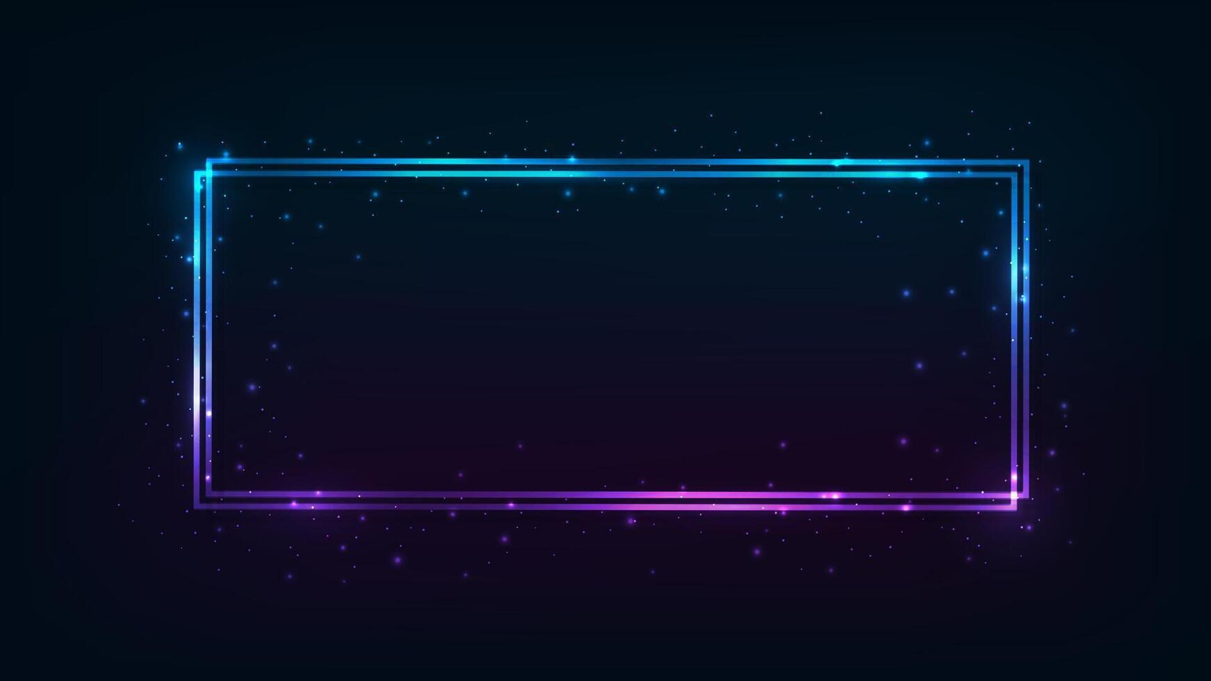 Neon double rectangular frame vector