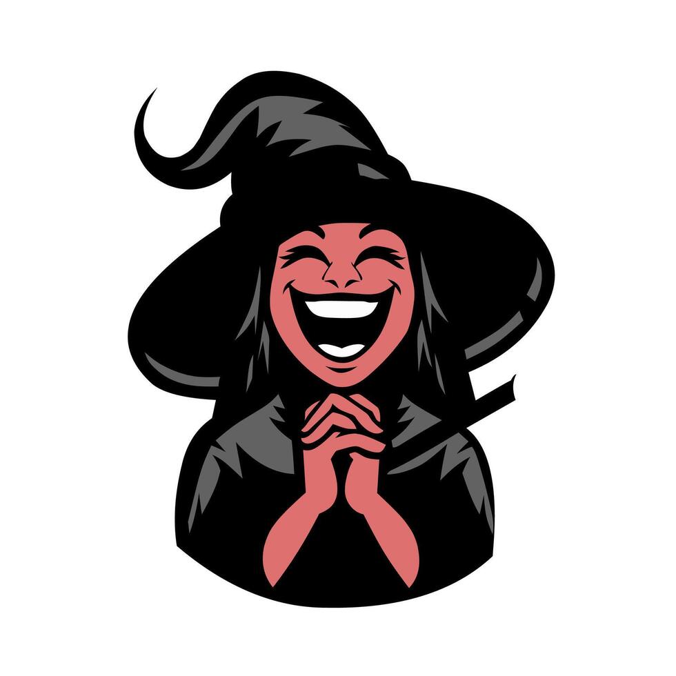 a cartoon witch with a black hat and red lips vector