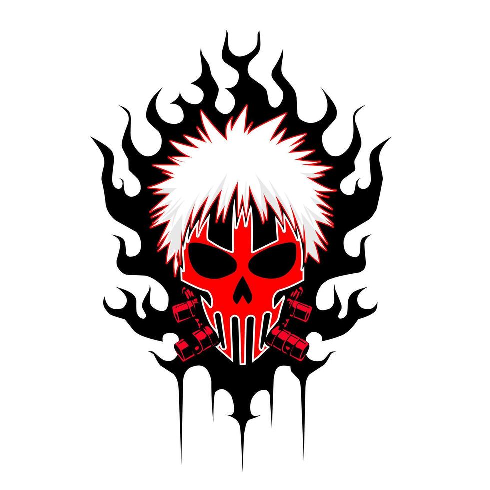 a skull with flames on it vector