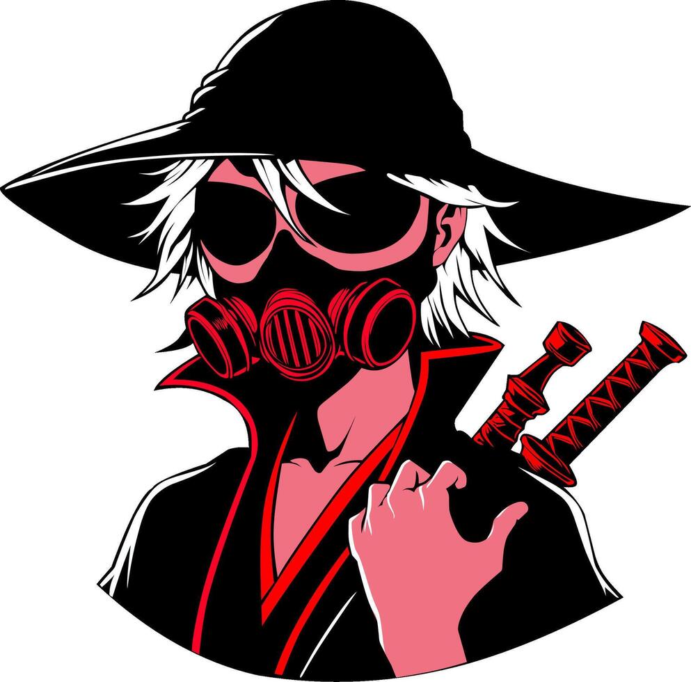 a cartoon character with a gas mask and hat vector
