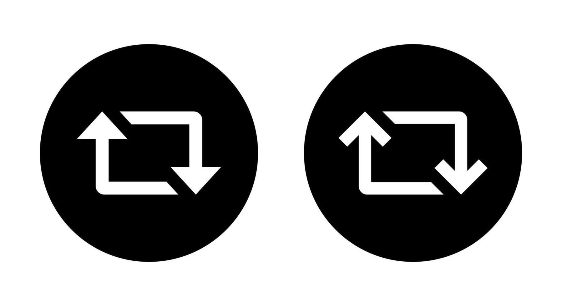 Repeat arrow icon on black circle vector