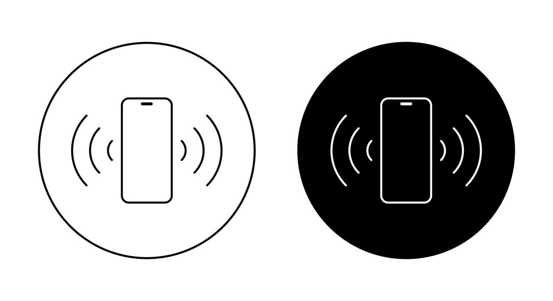 Smartphone with signal icon on black circle. Vibrating phone concept vector