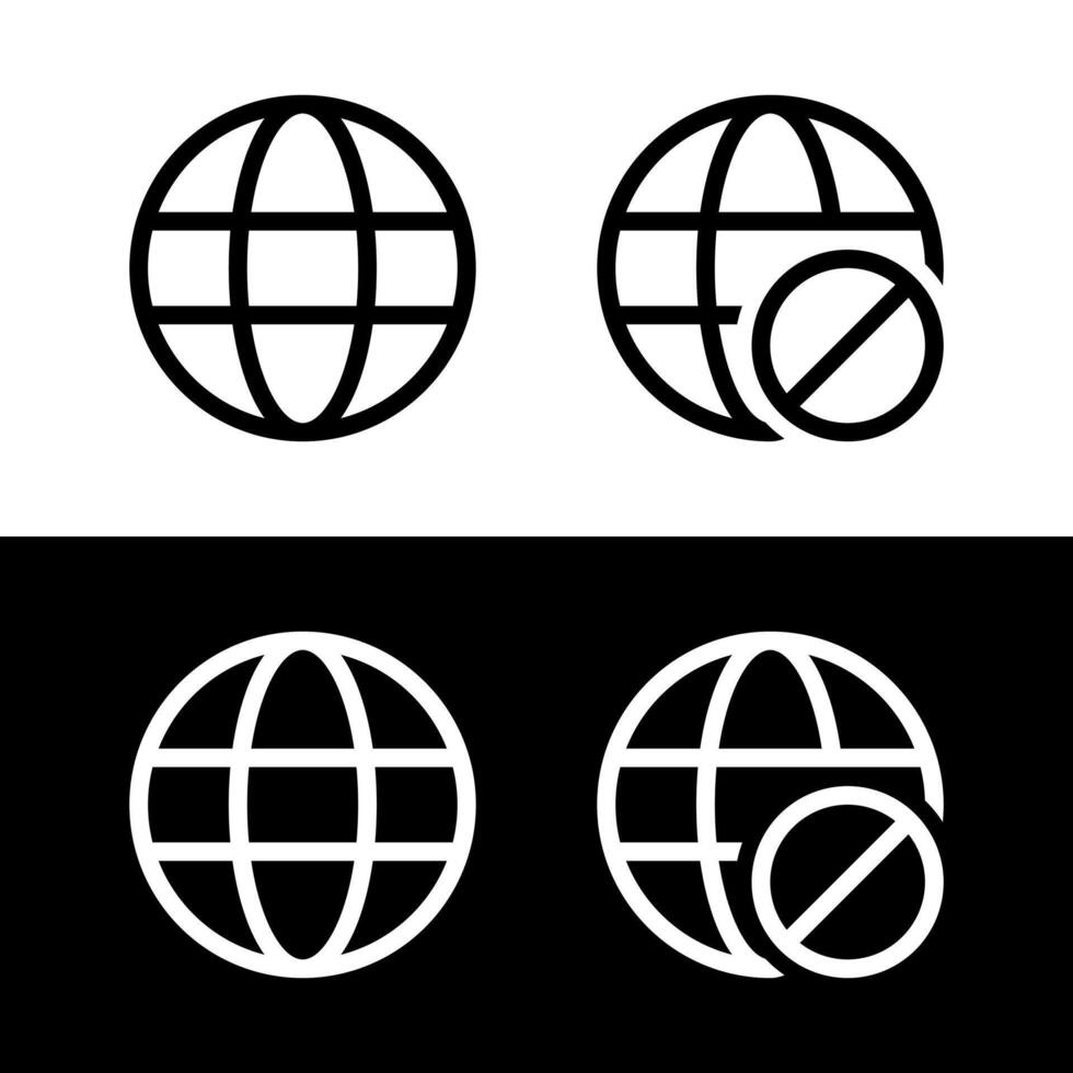 Online and offline internet icon. On and off globe network concept vector