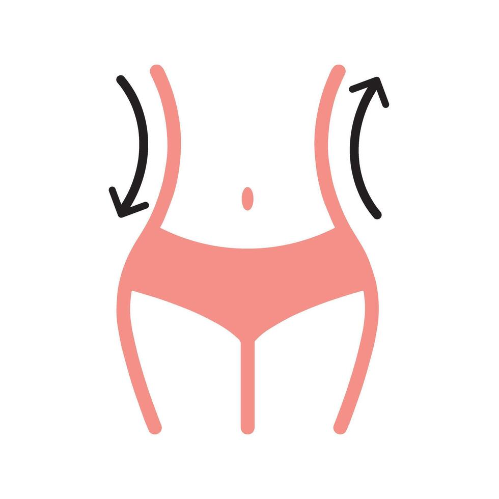 Weight loss line icon, fitness and sport, slim body with measuring tape sign graphics, a linear pattern vector