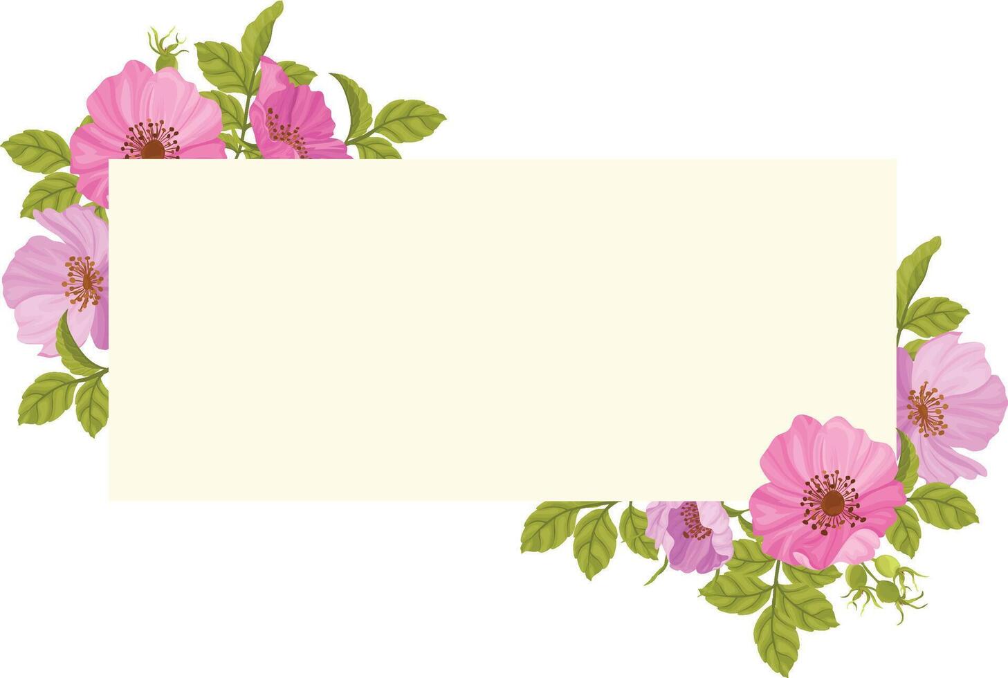 floral frames with beautiful wild roses, wedding frames, greetings, print designs and banners vector