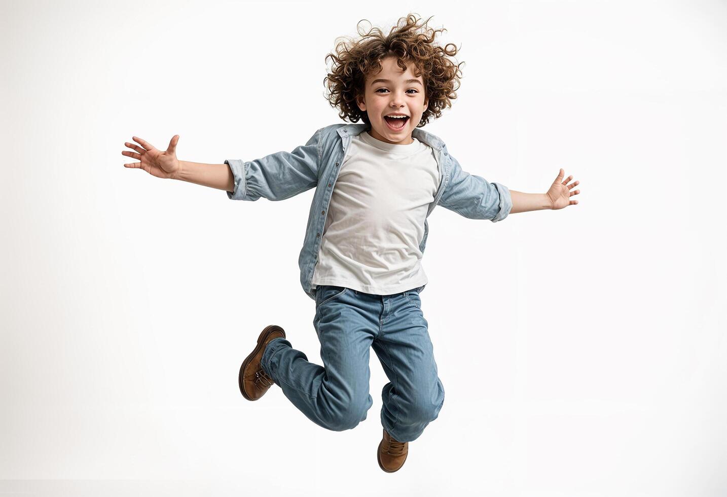a young boy is jumping in the air photo