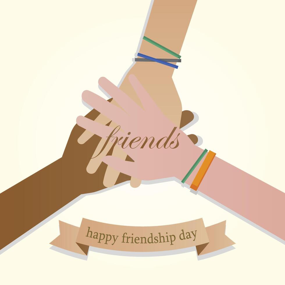 friendship, friends hands design poster, happy friendship day. vector