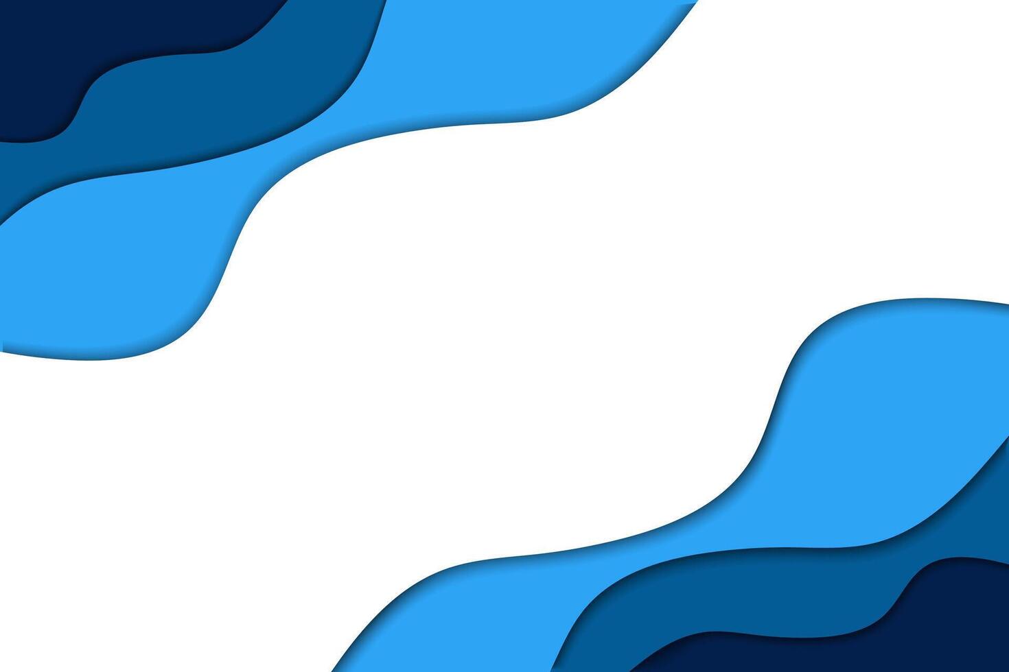Abstract blue wave shape papercut concept background vector