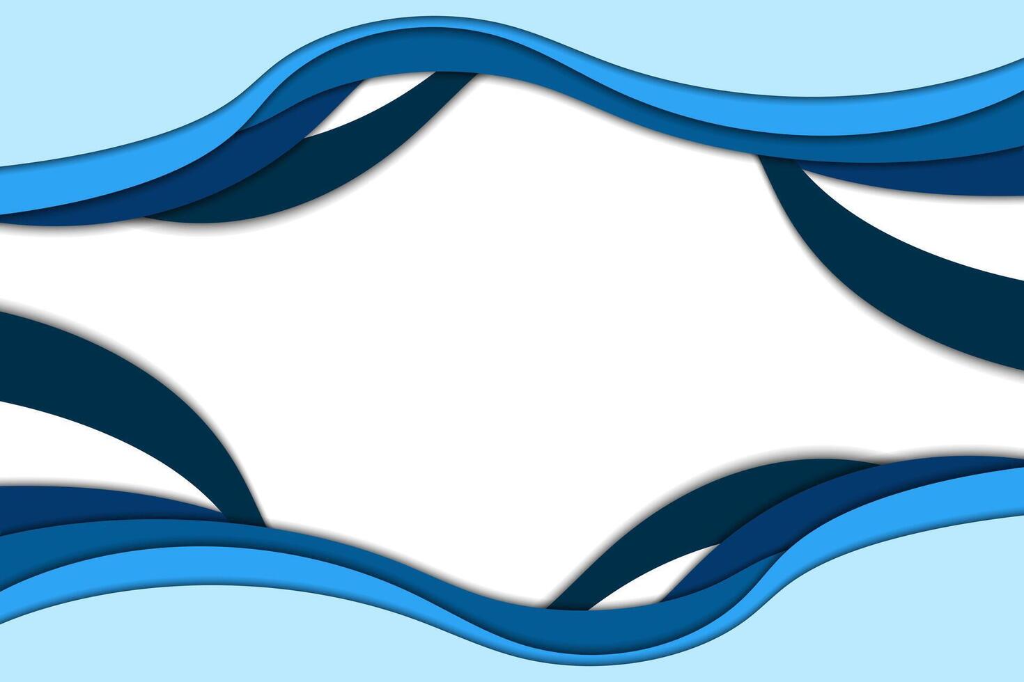 3D Blue layered papercut abstract background design vector